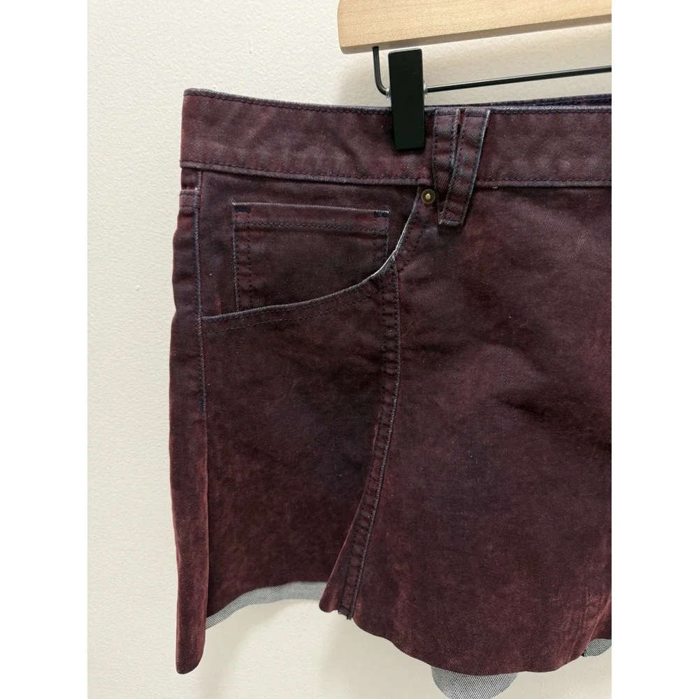 Wild Fable Mini Skirt Women's 14 Burgundy Acid Wash Denim Flare NWT Target